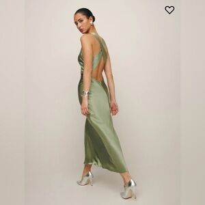 Reformation Casette Silk Dress Artichoke
